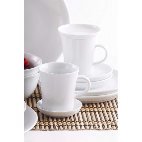  Kahla 32E198A90032C Update Design to go wiess Geschirrset fuer 2 Personen Starterset 14-teilig Porzellanservice Becher Schuessel Teller Suppenteller Snackteller