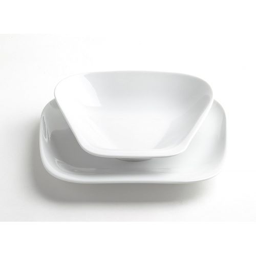  Kahla 15F254A90015C Elixyr Porzellan Fruehstuecksset fuer 4 Personen eckig Kaffeeservice Tassen Kleiner Teller 12-teilig weiss Kaffeeset modern Essgeschirr