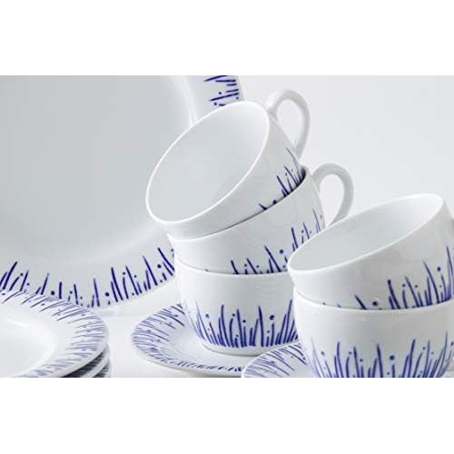  Besuchen Sie den Kahla-Store Kahla 570436O75006C Wir Machen Blau! Pronto Kaffeeservice 6 Person Porzellan 18 Teile Set Geschirr weissblau