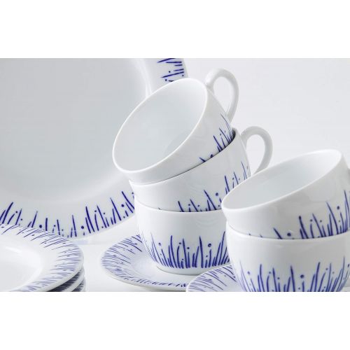  Besuchen Sie den Kahla-Store Kahla 570436O75006C Wir Machen Blau! Pronto Kaffeeservice 6 Person Porzellan 18 Teile Set Geschirr weissblau