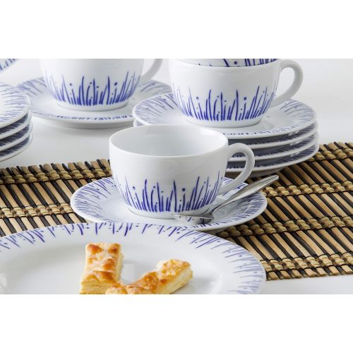  Besuchen Sie den Kahla-Store Kahla 570436O75006C Wir Machen Blau! Pronto Kaffeeservice 6 Person Porzellan 18 Teile Set Geschirr weissblau