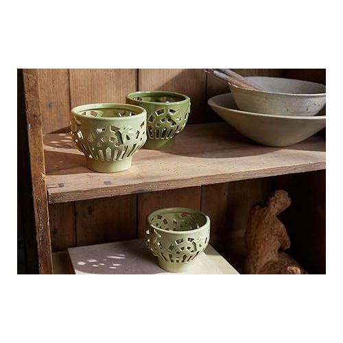  Kahler Design Orangery Garden 691203 Tea Light Holder Ceramic Green Diameter 9.5 cm Height 7.5 cm