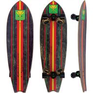 Kahuna Creations Shaka Kahili 46 x 14 Longboard Skateboard - Black/Red/Green/Yellow