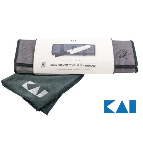  Kai Shun Premier Tim Malzer 3-.TLG. Geschenkset | TMM-W18 | Minamo Santoku TMM-0702 + hochwertige Messertasche Premium Poliertuch | VK: 299,- €