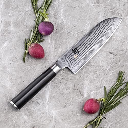  [아마존베스트]Kai Messer Santoku 5.5 (14 cm) DM-0727 - Beidseitig angeschliffen.32-lagige Klinge aus V-10 Goldstahl with 1% Kohlenstoff and 1.5 % Kobalt.Fein laminierter Pakka-Holzgriff in Kasta