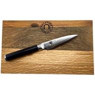 Kai/Palatina Werkstatt Kai Shun Angebotsset | DM-0700 | handliches Officemesser | 8,5 cm Klinge aus Damaststahl | + von Hand gefertigtes Fassholzbrett (Eiche) 25x15 | VK: 129,90 €