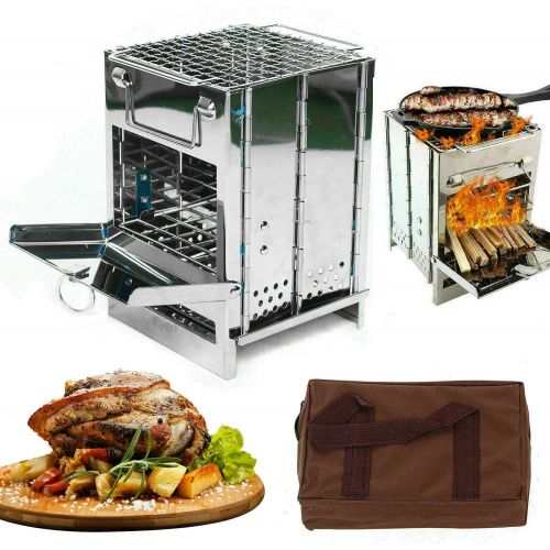  Kaibrite Camping Stoves, Portable Folding Stainless Steel Stove, Wood Burning Stoves for Camping Backpacking Hiking Cooking BBQ