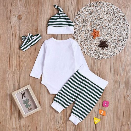  kaifongfu Infant Baby Girls Rompers Toddler Girls Letter Jumpsuits +Floral Pants+Hairband Outfits Set 0-24M