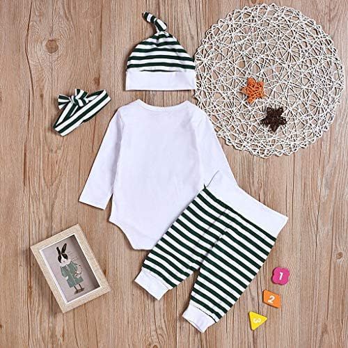  kaifongfu Infant Baby Girls Rompers Toddler Girls Letter Jumpsuits +Floral Pants+Hairband Outfits Set 0-24M