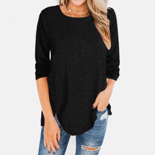  kaifongfu Women Plus Size T Shirt Solid Raglan Top Casual Long Sleeve Tunic Blouse