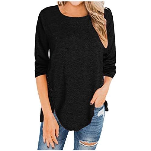  kaifongfu Women Plus Size T Shirt Solid Raglan Top Casual Long Sleeve Tunic Blouse