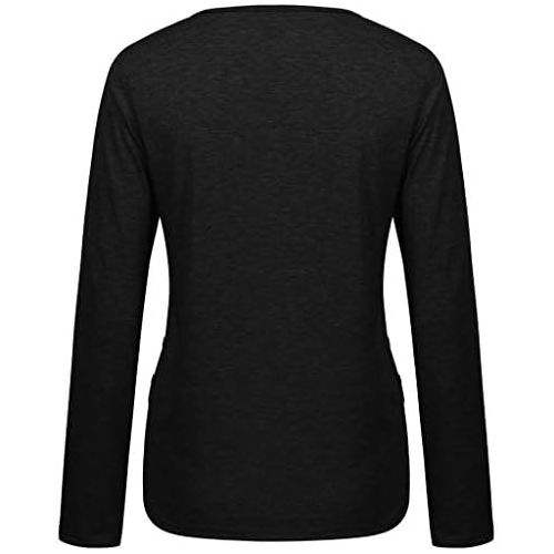  kaifongfu Women Plus Size T Shirt Solid Raglan Top Casual Long Sleeve Tunic Blouse