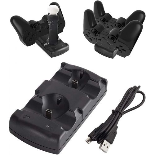  [아마존베스트]Kailisen Playstation 3 Controller Charging Dock Charging Station 2 in 1 with LED Light Indicator Compatible for Playstation PS3/MOVE Controller, Black