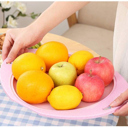  Kaimaily Snack Serving Tray, Sectioned Serving Round Platters, Fruit Dessert Dried Fruits Nuts Candy Plate with Removable Sealed Compartment, Pink