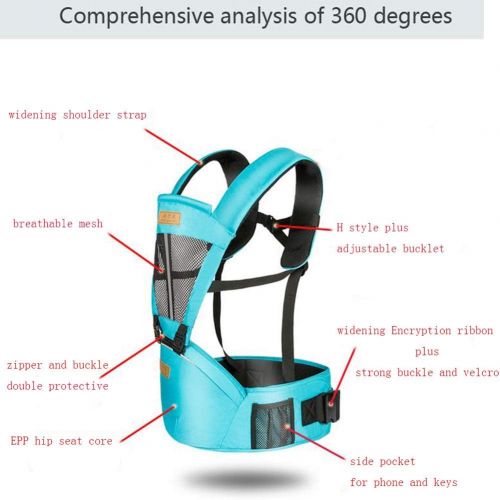  Kaipiclos Baby Carrier with Hip Seat for Newborn Infant and Toddler, Ergonomic Baby Wrap Carrier Hipseat Backpack