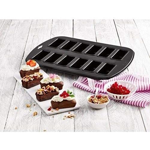  Kaiser Inspiration Mini-Kastenform, fuer 12 Kuchen, 38 x 27 cm, antihaftbeschichtet, kurze Backzeit, fuer suesse und herzhafte Rezepte