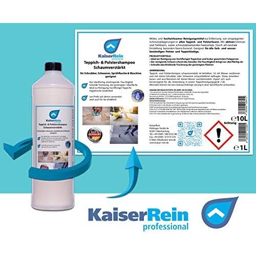  [아마존베스트]KaiserRein professional KaiserRein Teppichreiniger fluessig/Polstershampoo Konzentrat 2 x 1L Schaum fuer die Teppich- & Polsterreinigung manuell & maschinell Waschsauger