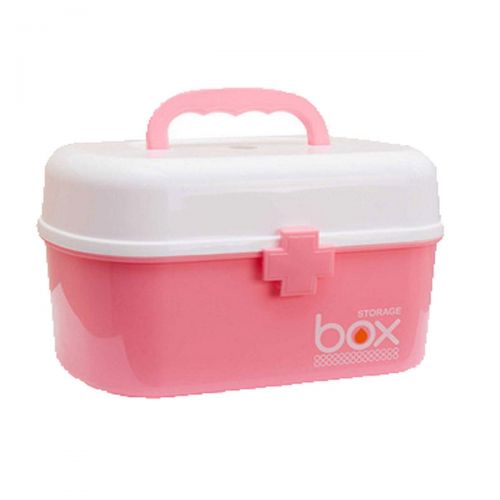  Kaiyitong First Aid Kit; Household Portable Medicine Box, Blue/Pink/Green [10.8 7.4 6.8] Inches (Color : Pink)