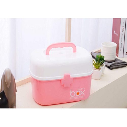  Kaiyitong First Aid Kit; Household Portable Medicine Box, Blue/Pink/Green [10.8 7.4 6.8] Inches (Color : Pink)