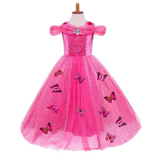  Kakawayi Girls Fancy Princess Dress with Butterfly 5 Layers