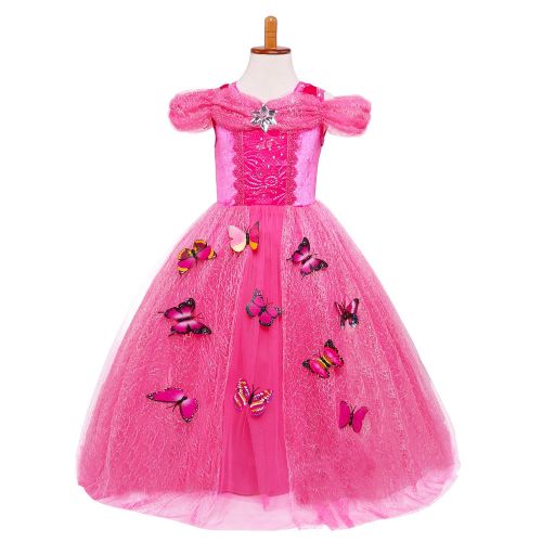  Kakawayi Girls Fancy Princess Dress with Butterfly 5 Layers