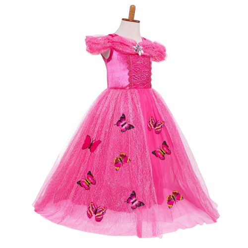  Kakawayi Girls Fancy Princess Dress with Butterfly 5 Layers