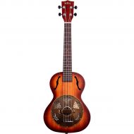Kala},description:The totally re-designed 2014 Kala Resonator Uke features a lightweight aluminum resonator cone crafted into a figured, mahogany body, resulting in a distinctive v