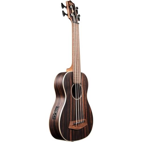  Kala UBASS-EBY-FSRW Striped Ebony Acoustic-Electric Ukulele Bass with Round Wounds