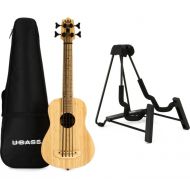 Kala U-Bass Bamboo Acoustic-Electric Bass Ukulele with Stand - Natural