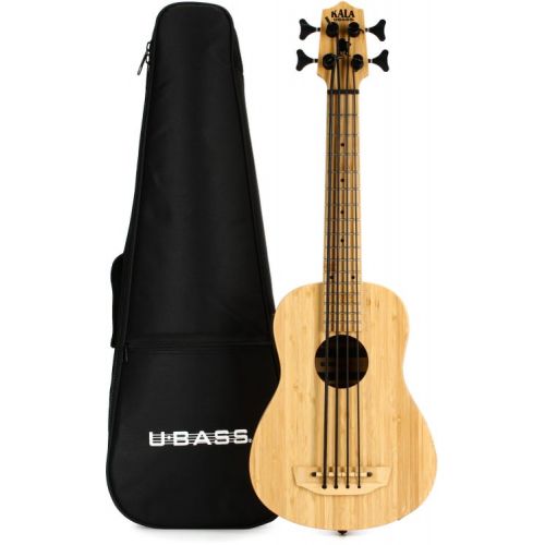  Kala U-Bass Bamboo Acoustic-Electric Bass Ukulele with Stand - Natural