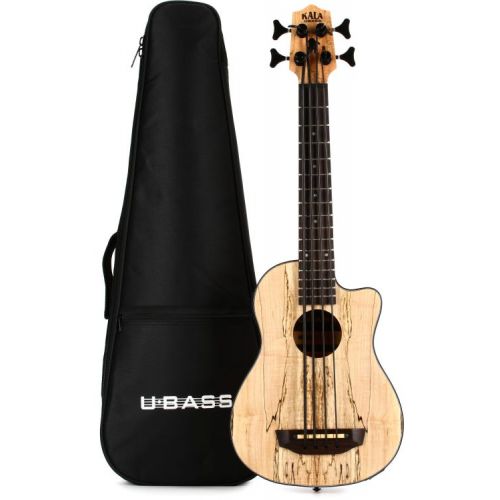  Kala U-Bass Spalted Maple Acoustic-Electric Bass Guitar with Stand - Natural