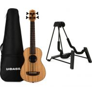 Kala U-Bass Zebrawood Acoustic-Electric Bass Guitar with Stand - Natural Satin