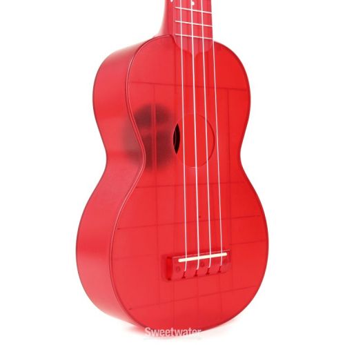  Kala Waterman Seaglass Collection Soprano Ukulele - Transparent Maritime Red