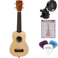 Kala KA-15S-S Spruce Top Soprano Ukulele Essentials Bundle - Satin Mahogany