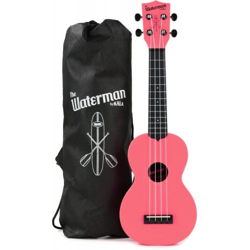  Kala Waterman Beach Collection Soprano Ukulele Essentials Bundle - Pink Dusk
