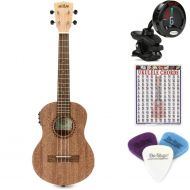 Kala Burled Meranti Tenor Acoustic-Electric Ukulele Essentials Bundle - Natural