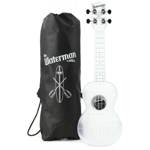  Kala Waterman Seaglass Collection Soprano Ukulele Essentials Bundle - Transparent Frosted Glass