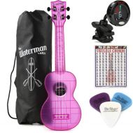 Kala Waterman Seaglass Collection Soprano Ukulele Essentials Bundle - Transparent Amethyst Purple