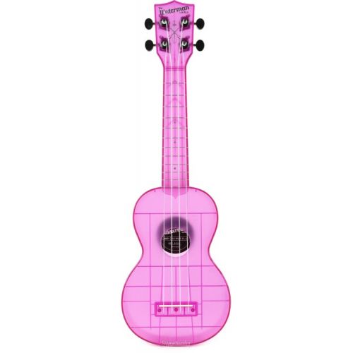  Kala Waterman Seaglass Collection Soprano Ukulele Essentials Bundle - Transparent Amethyst Purple