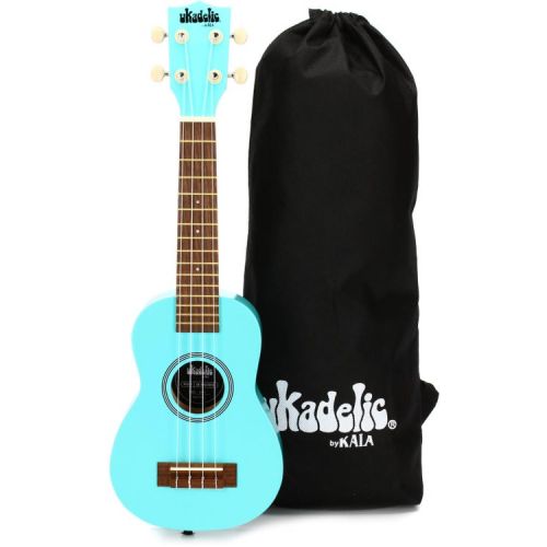  Kala Ukadelic Soprano Ukulele Essentials Bundle - Frost Bite