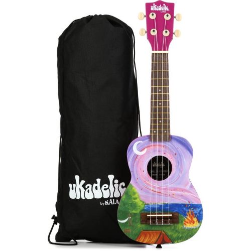  Kala Ukadelic Soprano Ukulele Essentials Bundle - Happy Camper