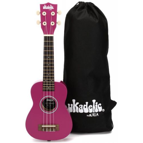  Kala Ukadelic Soprano Ukulele Essentials Bundle - Dragon Fruit