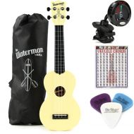 Kala Waterman Beach Collection Soprano Ukulele Essentials Bundle - Glow In The Dark Starlight Yellow