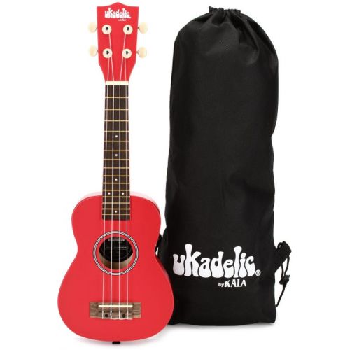  Kala Ukadelic Soprano Ukulele Essentials Bundle - Cherry Bomb