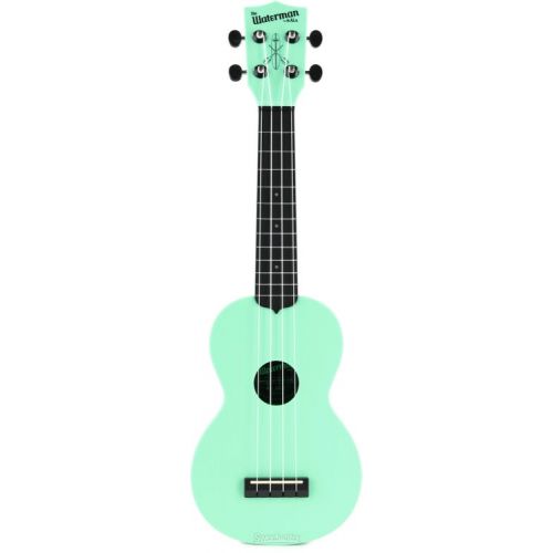  Kala Waterman Beach Collection Soprano Ukulele Essentials Bundle - Sea Foam Green