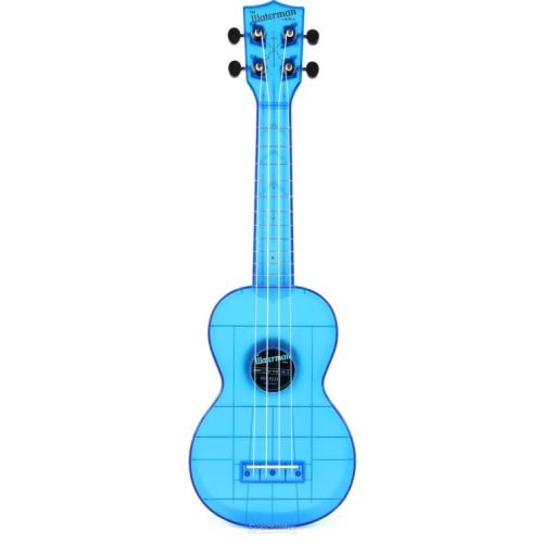  Kala Waterman Seaglass Collection Soprano Ukulele Essentials Bundle - Transparent Cobalt Blue