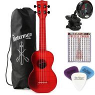 Kala Waterman Seaglass Collection Soprano Ukulele Essentials Bundle - Transparent Maritime Red