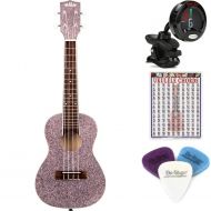 Kala Sparkle Concert Ukulele Essentials Bundle - Pink Champagne