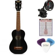 Kala KA-15S Mahogany Soprano Ukulele Essentials Bundle - Black Satin