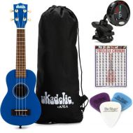 Kala Ukadelic Soprano Ukulele Essentials Bundle - Blue Ink